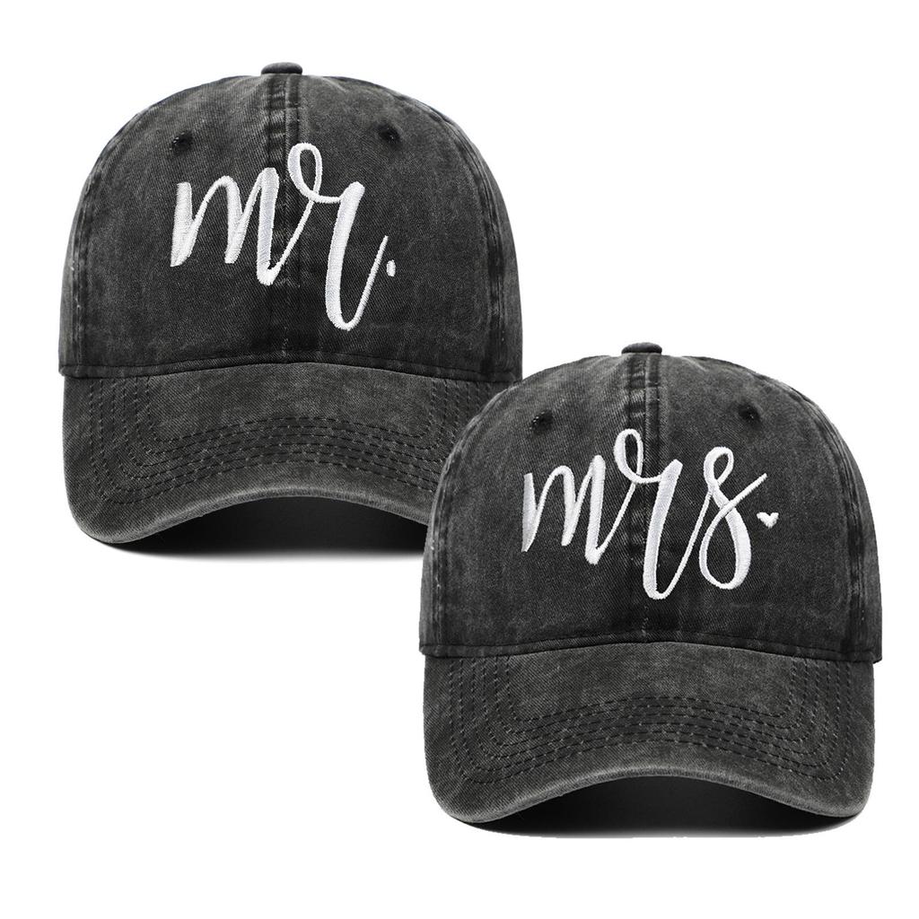 Черная Вышитая Солнцезащитная Шляпа для Пары MR & MRS - Универсальная Защита от Солнца для Весны и Лета