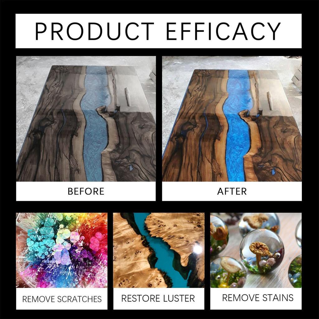 1 Set Epoxy Resin Polishing Kit High Gloss Finishing Compound for Scratch Removal & Restoration On Tables, Artwork, DIY Projects