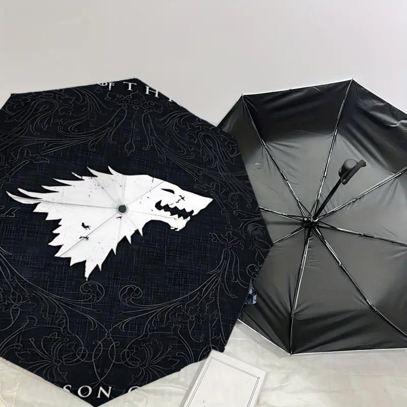1pc GAME OF THRONES SEASON ONE Folding umbrella automatic open/close, 8-Rib Durable Frame, Compact Folding Design, Ideal Birthday1107L