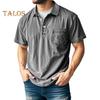 Мужская футболка с потертыми лацканами, повседневная футболка с коротким рукавом, летняя футболка с воротником на пуговицах и карманом для работы, повседневной носки на улице
