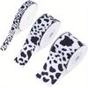 3 Rolls Print Cow Spot Pattern Ribbon 15 Yards Black and White Animal Print Ribbon for DIY Crafts Gift Wrapping Wedding Party Decoration