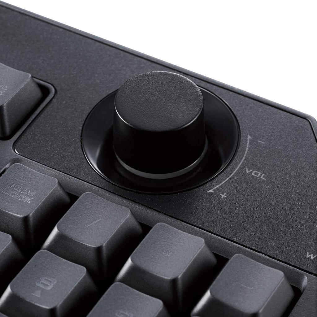 ELECOM Gaming Keyboard Wired with Removable Wrist Rest Volume Dial Membrane Full Key Black TK-G02UMBK