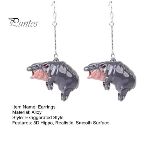 1 пара сережек-гвоздиков в виде бегемота, реалистичные 3D-фигурки животных, серьги-крючки, индивидуальные висячие серьги в преувеличенном стиле, украшения для ушей