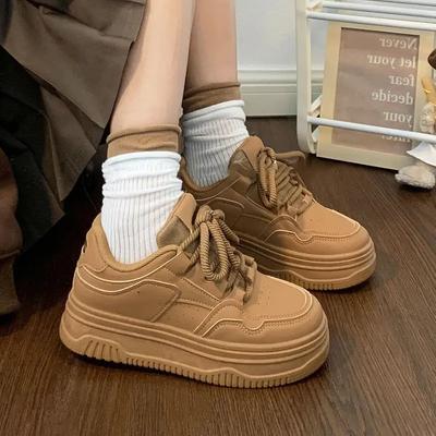 Мода Новинка 2025 На шнуровке Высокая платформа Женская обувь Дизайнерская Роскошная Легкая Повседневная Мода 39 Повседневная обувь для женщин