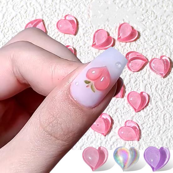 20Pcs/Pack Nail Beauty Lightweight Beautiful Decorative Ladies Peach Heart Nail Art Decorations Parts Nail Charms