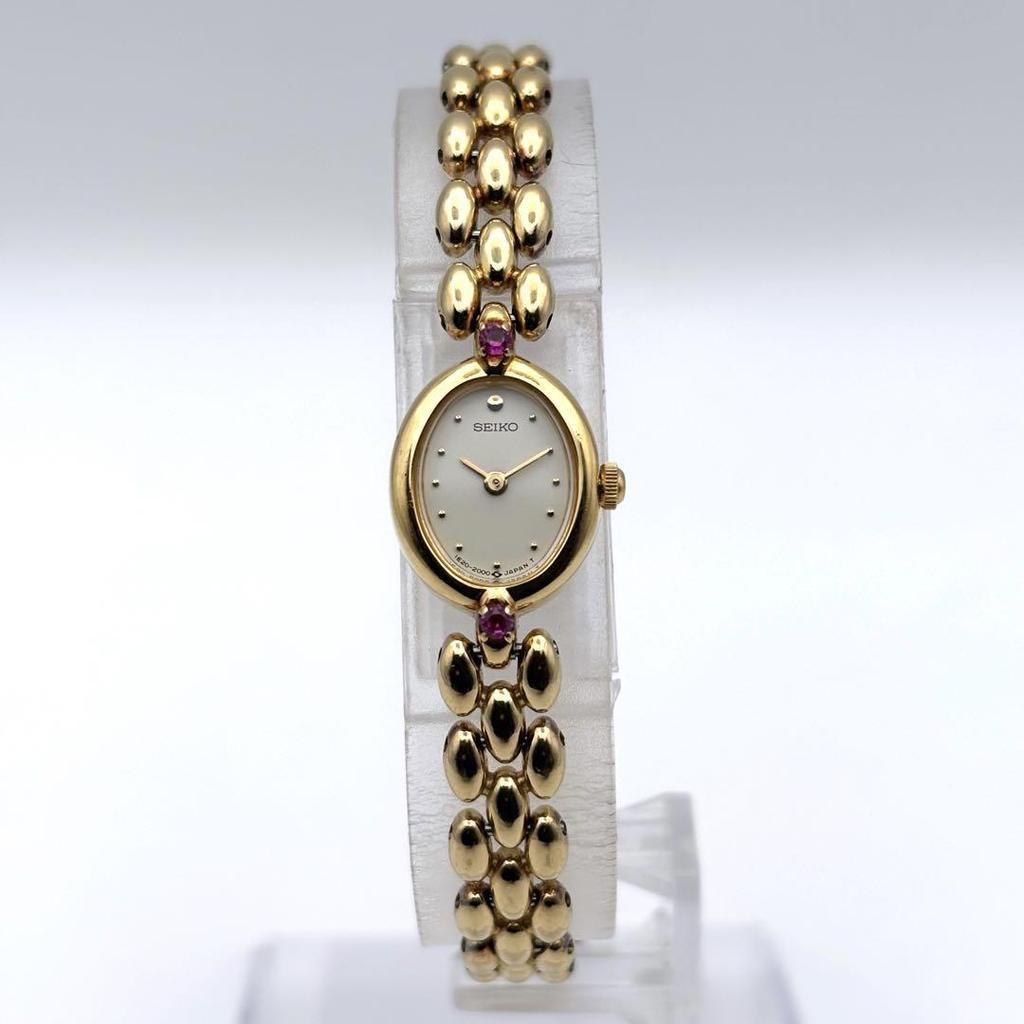 [USED] SEIKO Color Stone Gold Women's Watch with Bracelet