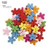100 шт. разноцветные цветочные 2 отверстия, деревянные пуговицы для шитья, рукоделия, скрапбукинга