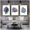 Dark Blue Coral Art Prints, Antique Wall Decorations, Vintage Marine Corals, Wall Art Prints, Canvas Painting,