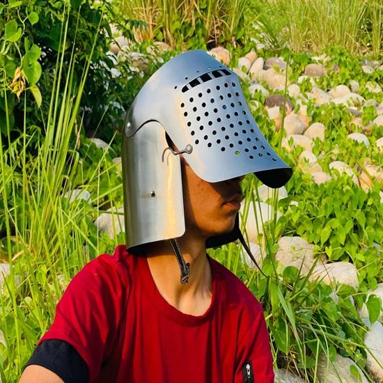 Шлем Бацинет с забралом Грифон Рыцарский Средневековый Шлем 18 Gg Стальной Шлем Идеален для Косплея Лучший Подарок для Него