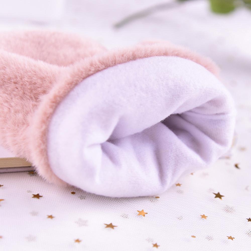 Милые зимние мультяшные женские перчатки-митенки с полными пальцами в виде медведя, теплые перчатки, плюшевые перчатки