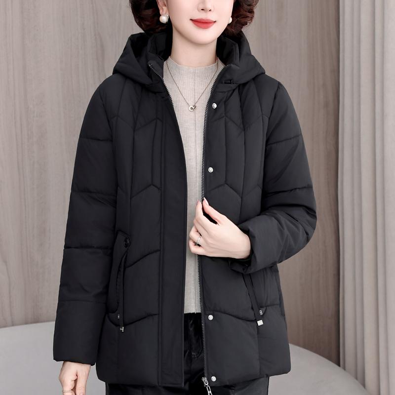 Plus Size XL-5XL Middle Age Woman Winter Coats Hooded Elegant Loose Thick Warm Parkas Female Jacket