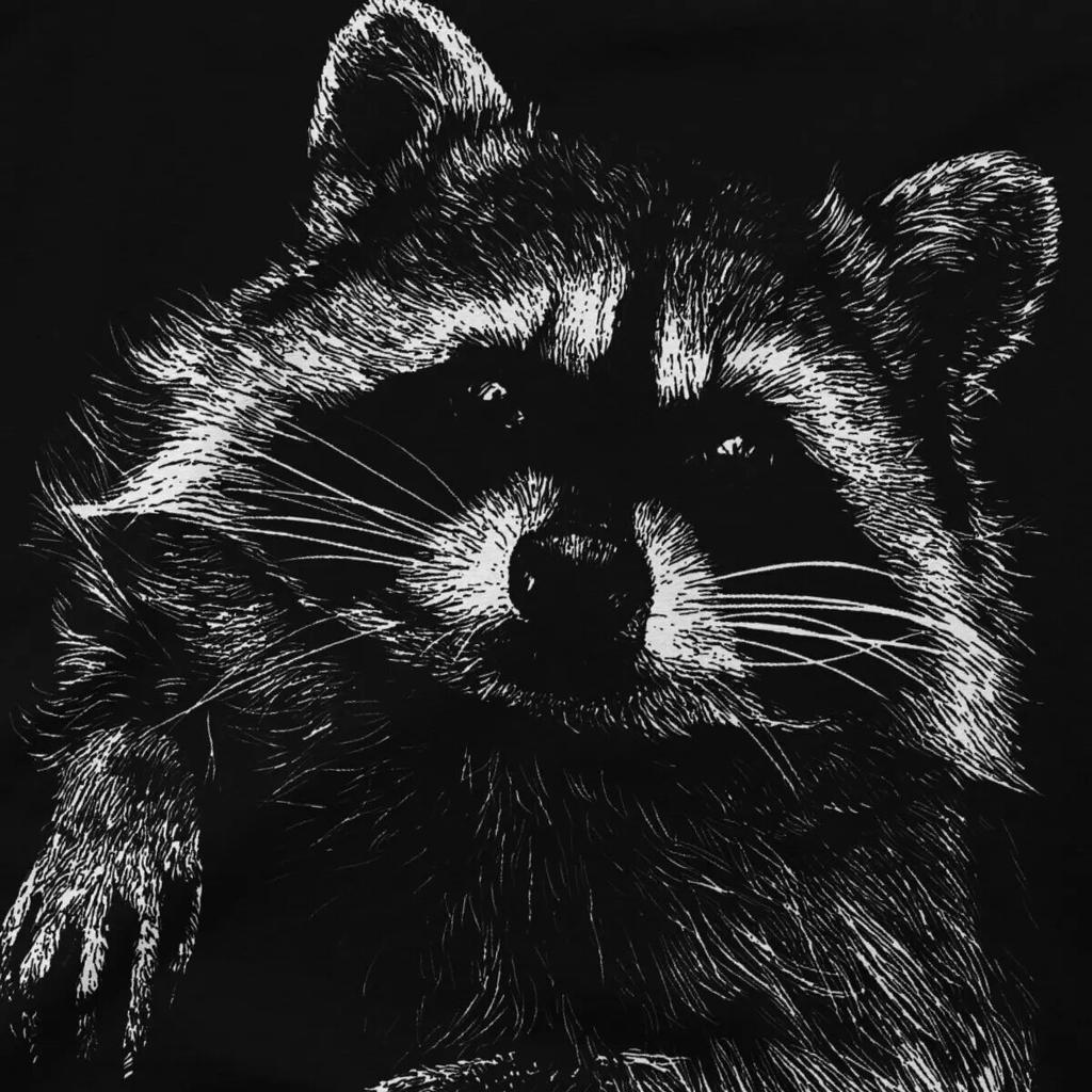 Cute T Shirts Unisex Pure Cotton Vintage T-Shirts Round Neck Raccoon Mammal Tees Short Sleeve Tops New Arrival