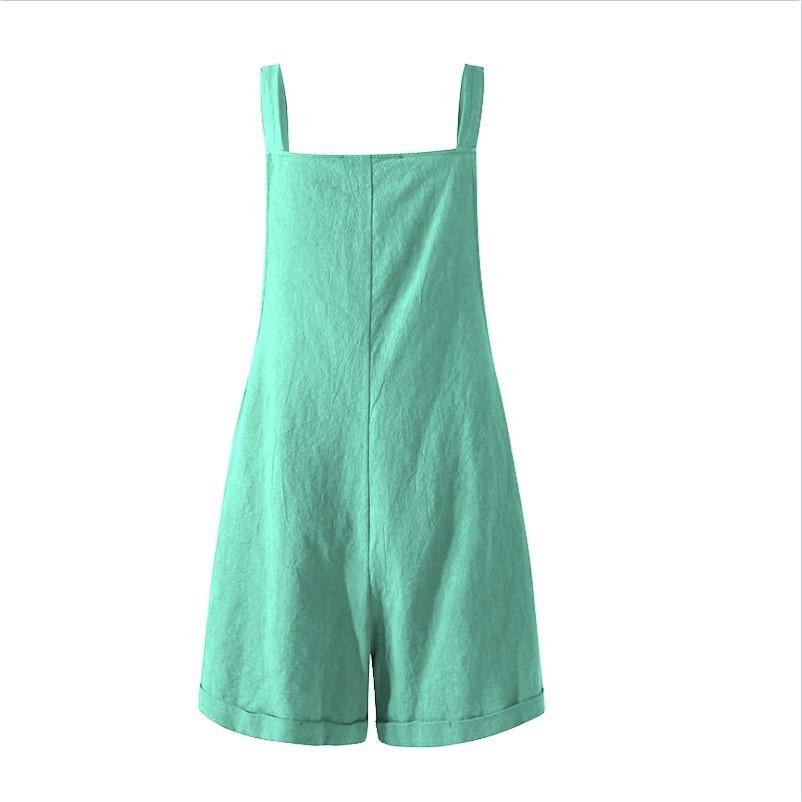 Women Jumpsuit Loose Style Overalls Solid Color Square Collar Playsuits Sleeveless Rompers Summer Casual Clothes