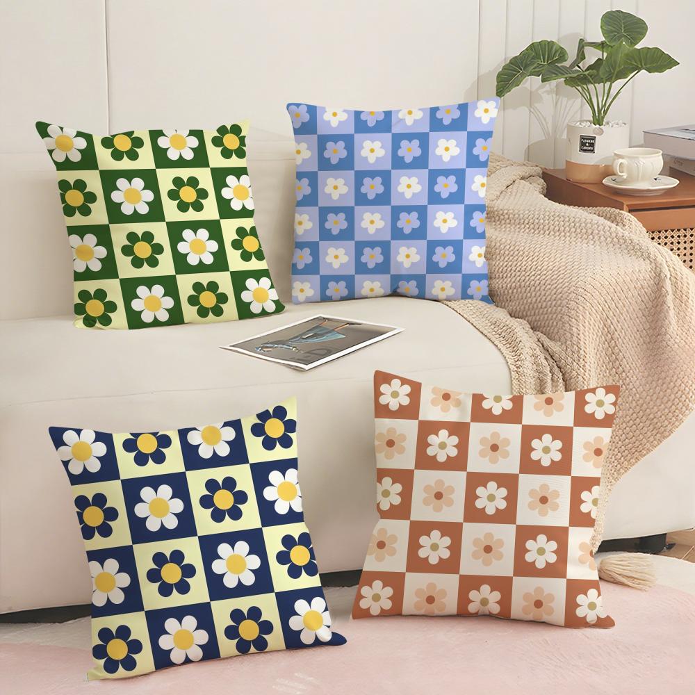 Sweet Retro Geometrical Florals Cushion Cover Short plush Doublesided Print Square Throw Pillow Covers Sofa Home Cushion Decor