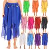 Womens Belly Dance Skirt with Sequin Beaded Details Flowy Chiffon Fabric and Elastic Waistband for Performance