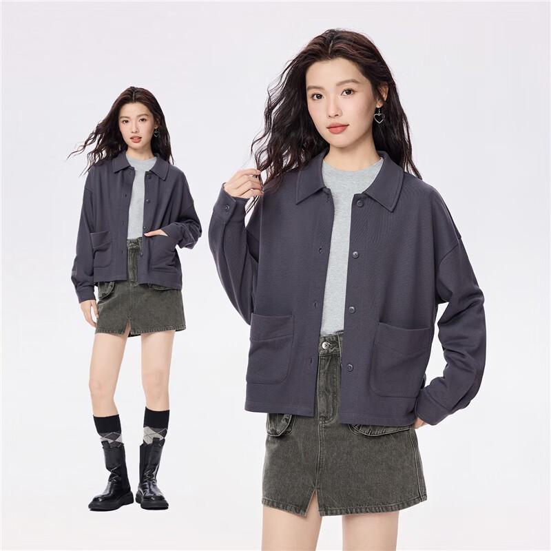 Женский кардиган Giordano с коротким воротником и двумя карманами свободного кроя