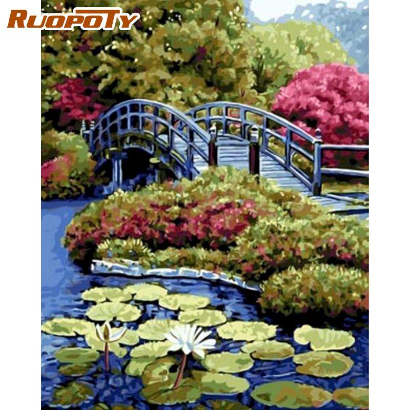 RUOPOTY Розовый пейзаж DIY картина по номерам акриловая краска по номерам пейзаж настенная живопись на холсте для хобби искусство 40x50 см