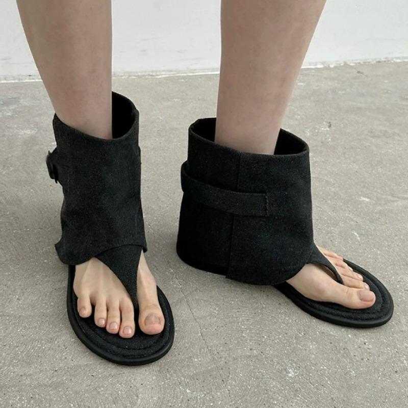 Новые модные туфли на плоской подошве с открытым носком 2024 года. Винтажные высокие гладиаторские туфли для женщин Zapatos De Mujer