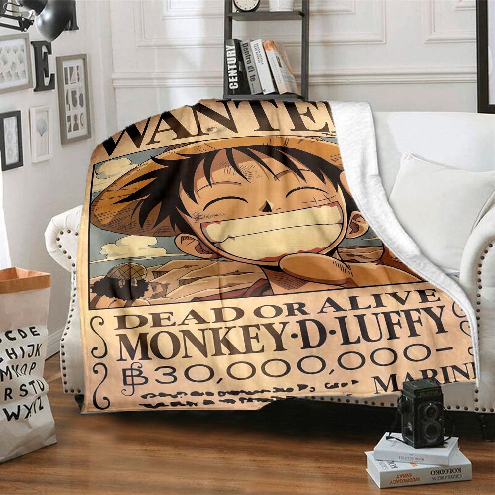 1PC One Piece Monkey D Luffy Patterned Flannel Blanket Suitable For All Seasons For Home Decor Warmth And Comfort Gifts Holiday Present