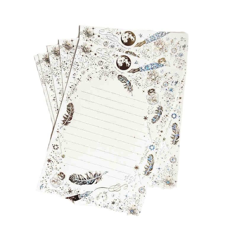 Бумага для писем и подарочных сообщений с тиснением серебром «Звездное небо» в ретро-стиле