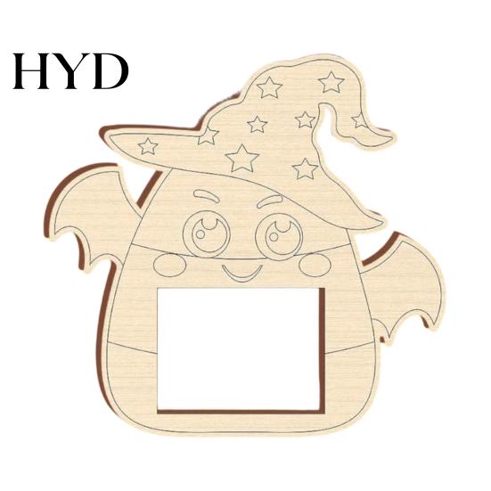 Unfinished Wood Pumpkin Decor DIY Photo Frame, Wooden Halloween Picture Frame for Kids Crafts, Painting Project Adults Hollow Party Tabletop