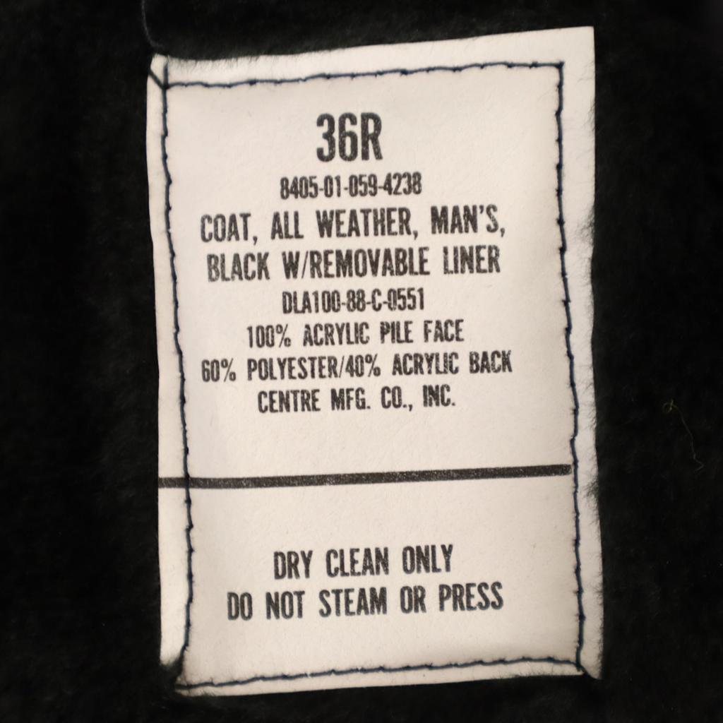 US NAVY 80s DLA Vintage All-Weather Coat military Long coat 36 liner Men's Used