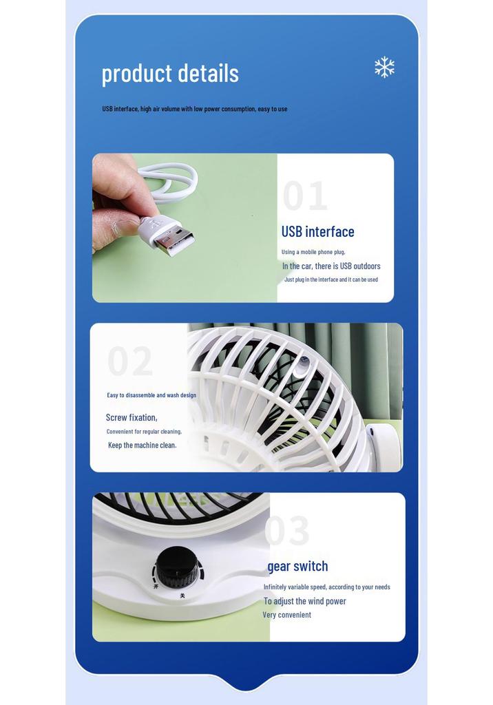 Compact USB Silent Air Circulator Fan for Home & Dorm