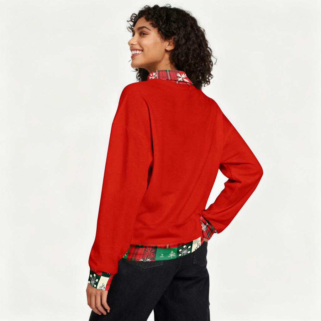 Женский модный пуловер с длинным рукавом и рождественским принтом