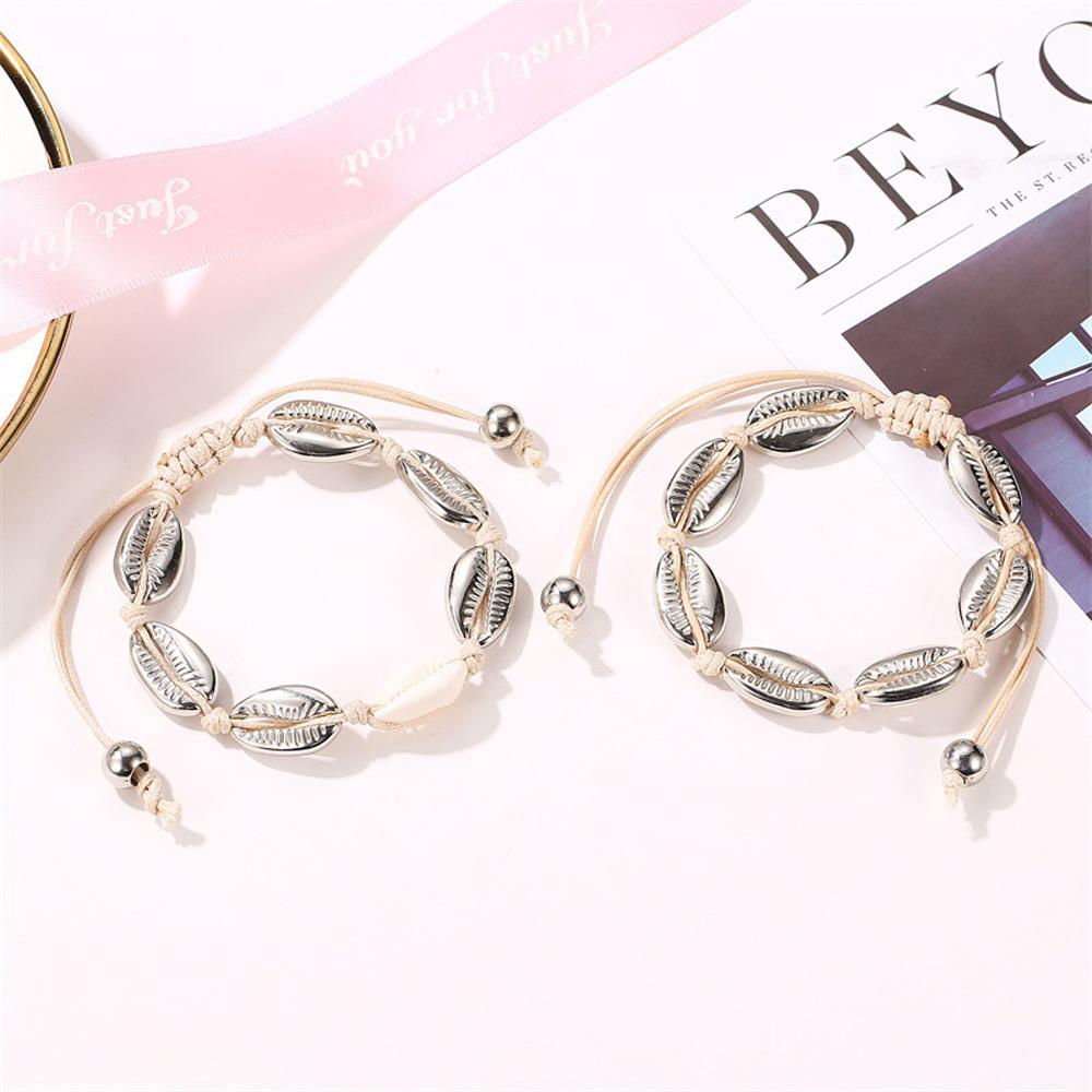 SUMENG New Bohemian Gold Color Cowrie Shell Bracelets for Women Delicate Rope Chain Beads Charm Beach Jewelry Accessories Gifts