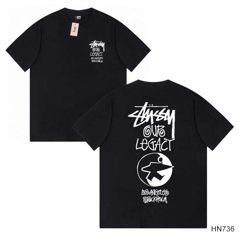 Stussy Летняя новая футболка из высококачественного хлопка с круглым вырезом для мужчин и женщин 2025 года, классический логотип с новым рисунком, парная футболка