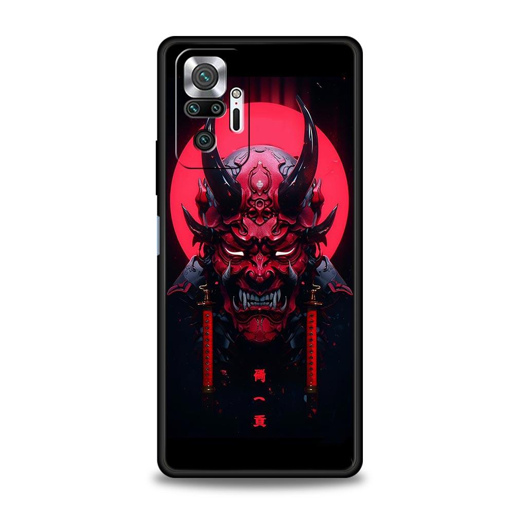 Чехол для телефона Japan Samurai Oni Mask для Xiaomi Redmi Note 14 13 5G 10 11 12 Pro Plus 4G 14C 13C 12C 10C Черный