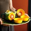 Sunflower Cup Set Ceramic Kungfu Tea Set Creative Home One Pot Four Cup Tray Set Mug Chinese Tea Ceremony Accessories Gift