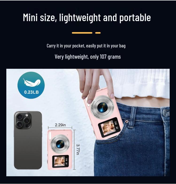 4K HD Dual Screen Zoom Selfie Camera for Students and Parties - Portable CCD Children's Camera