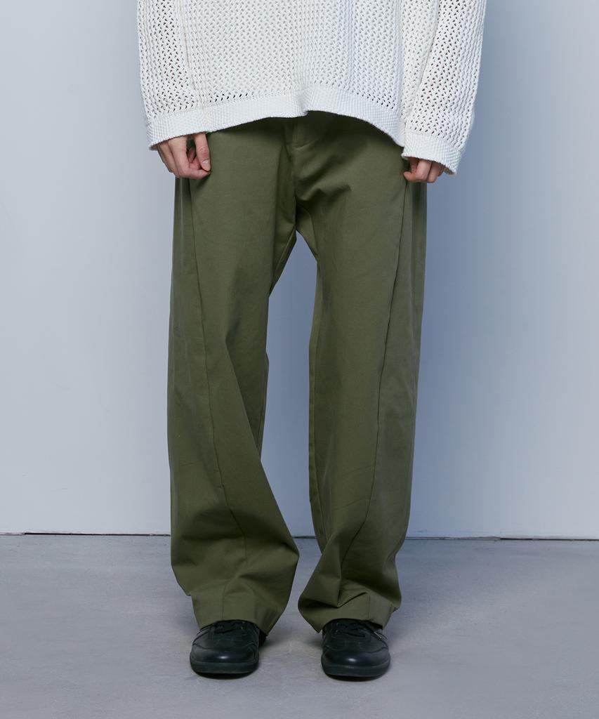 KNITTED Cotton Wide Cut Pants Khaki