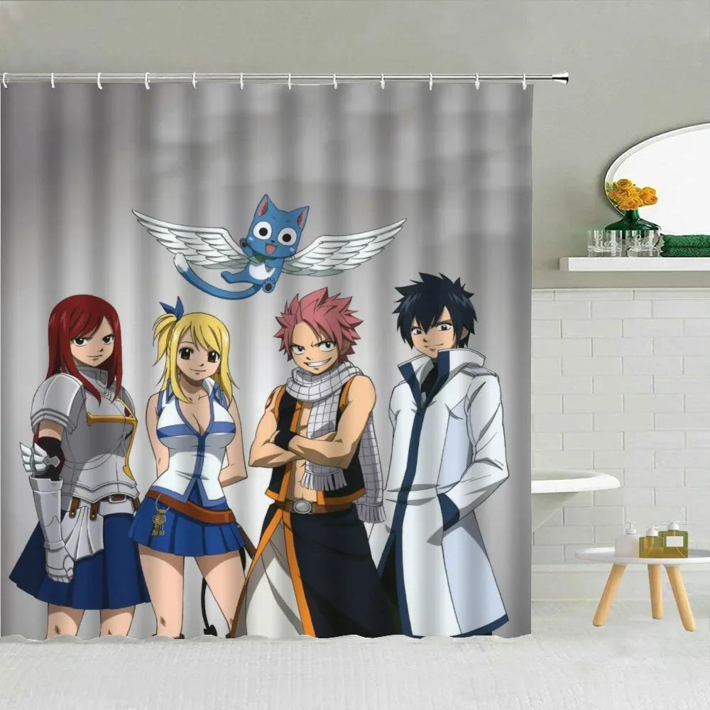 Fairy Tail Коралловые шторки для ванной для душа Складная перегородка Аксессуары для занавески для ванны Спальни Водонепроницаемая ткань.