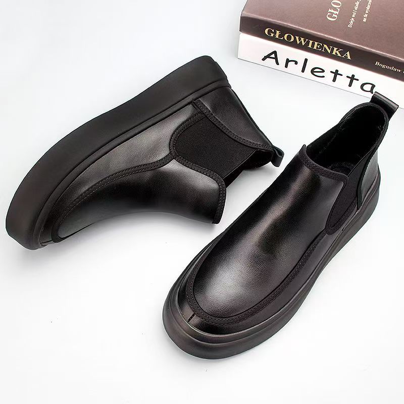 Модная Элегантная Обувь Мужская Высокие Кеды Удобные Мужские Ботинки Челси Повседневные Кожаные Ботильоны Формальная Обувь Мягкие Слипоны Боты