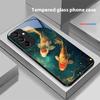 Чехол для телефона из черного закаленного стекла Chinese Wind Fish для Samsung Galaxy A15 5G 54 4G 51 50 24 35 90 71 12 51 53 52S 80 22 34