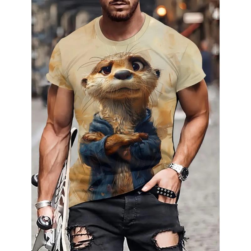 Крутая мужская повседневная футболка с принтом панды и круглым вырезом, уличная мода, удобный мужской топ, универсальная футболка с темпераментом