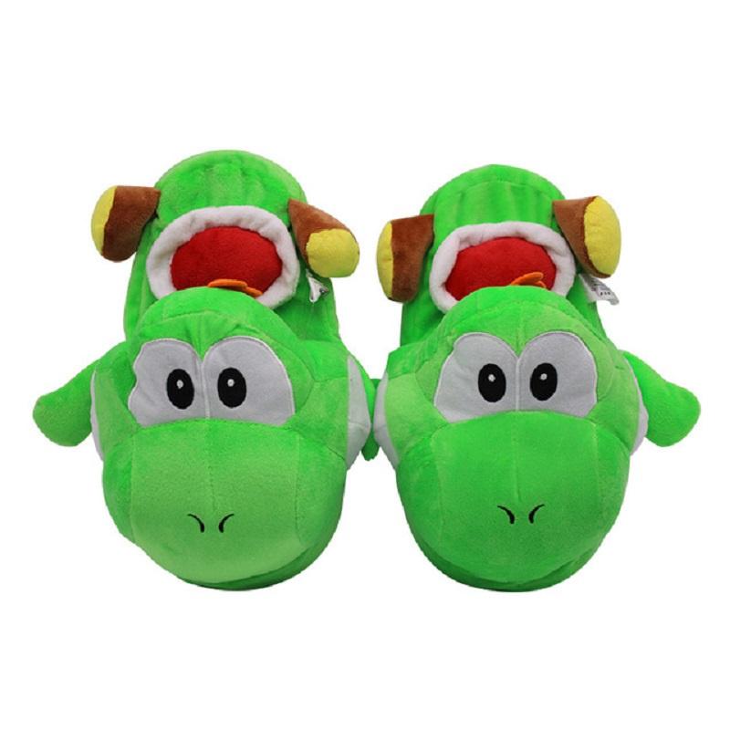 Cozy And Comfortable Nintendo Super Mario Brothers Yoshi Plush Slippers For Adults