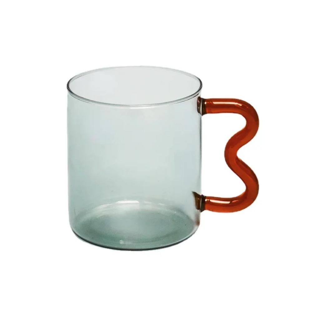 Кружка для кофе Цветная кружка из стекла с ручкой Ручная работа Простая волна Чашка для кофе для горячей воды Тамблер Подарок Посуда для напитков 300 мл