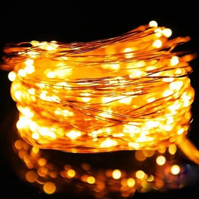 100/2M медный провод светодиодная гирлянда USB/батарейное питание сказочные гирлянды рождественские свадебные праздничные украшения