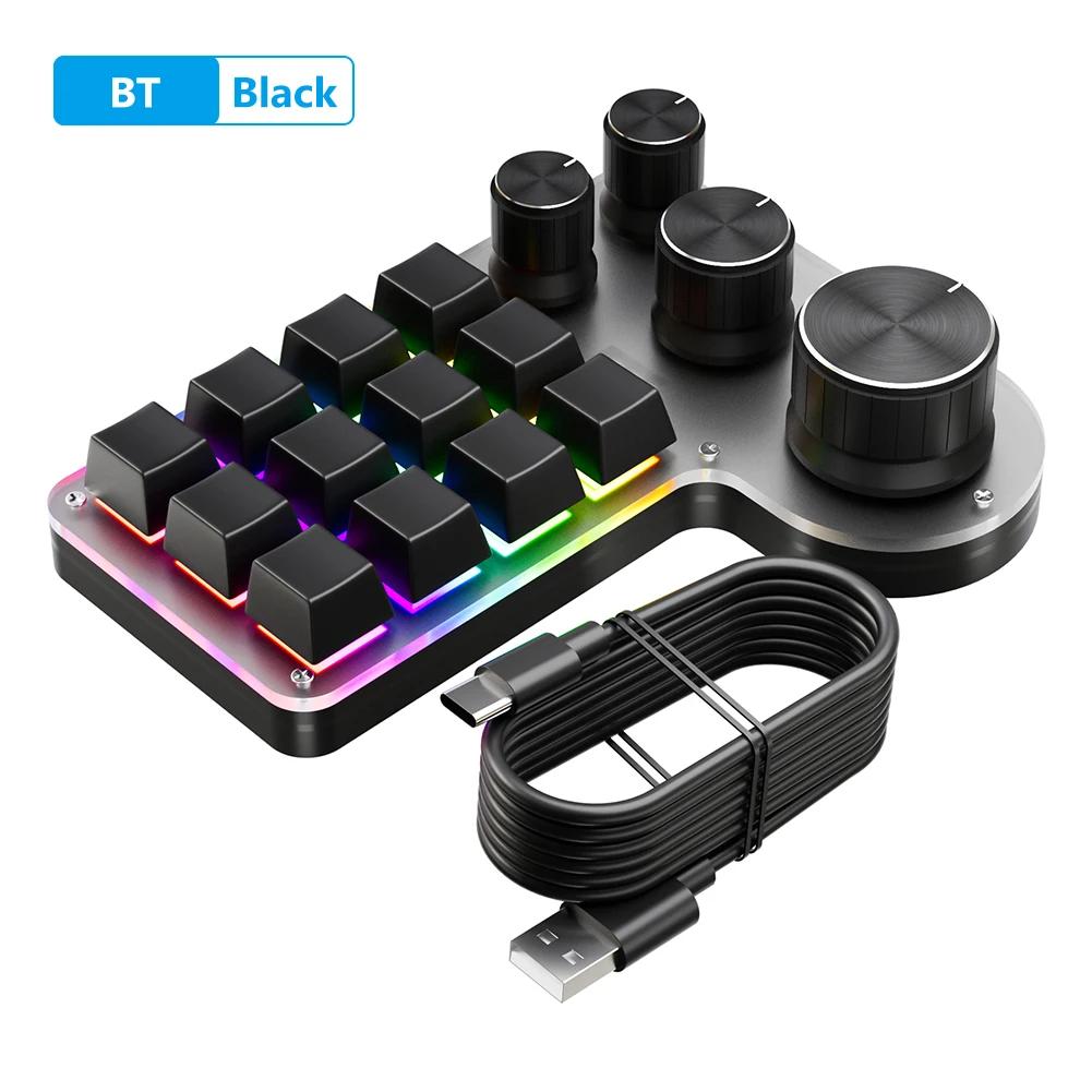 12 Keys 4 Knobs RGB Programming Macro Custom Keyboard USB Wired/Bluetooth-Compatible Mechanical Hot-swap Gaming Keyboard