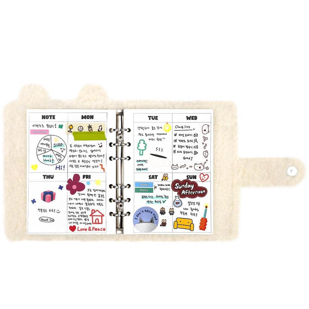 Kim Ha Chan Puffy Character Diary Planner Planner Accessories Ha - Diary, Notebook, 6-Hole Binder, Cover, (Ivory (Kim Chan))