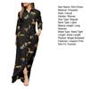 Lady Dress Dress Lapel Long Sleeve Pocket Plus Size Single Breasted Maxi Dress Sexy Leopard Geometric Patchwork Print Dress
