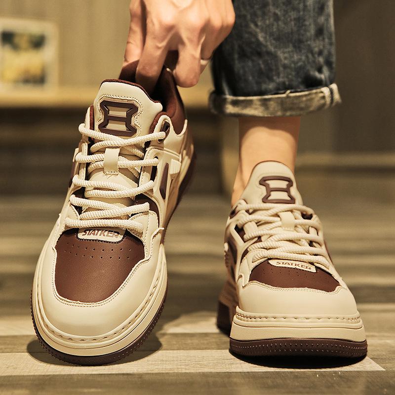 2025 Новые дышащие кожаные кроссовки Весенне-летняя повседневная женская обувь Большой размер 44 Увеличение роста Носить Обувь слипоны