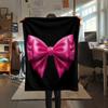 1Pc Pink Bow Print Flannel Blanket, High quality Comfortable for All Seasons, Home Decor, Warmth and Comfort, Perfect for Christmas Gifts W29