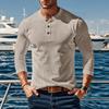 Мужская повседневная рубашка-henley в рубчик с длинным рукавом и пуговицами на воротнике