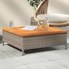 VidaXL Garden Table, Square Coffee Table with Hole, Outdoor Terrace Balcony Patio Furniture, Grey Wicker and Wood 3281630