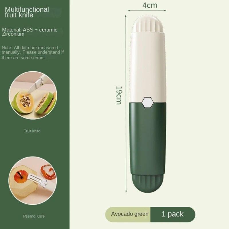 Многофункциональный маленький нож для фруктов Eramic Knife, овощечистка 2 в 1, внешний вид, уровень, путешествия, общежитие, кухня, дом, нож для дыни