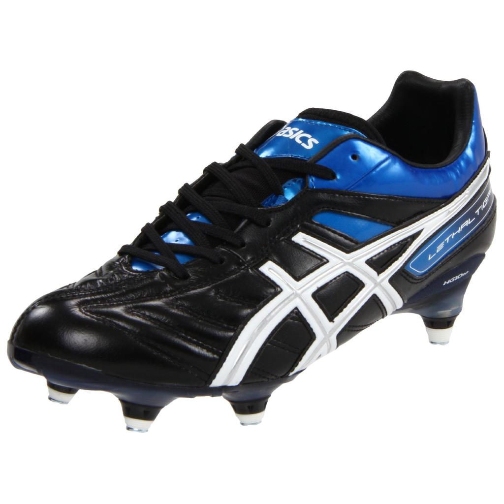 Asics Lethal Tigreor Comfortable Professional Stable SG (Metal Long Studs) Shock Absorbing Durable Soccer Shoes Men Soccer Shoes Blue Black P105L9-005